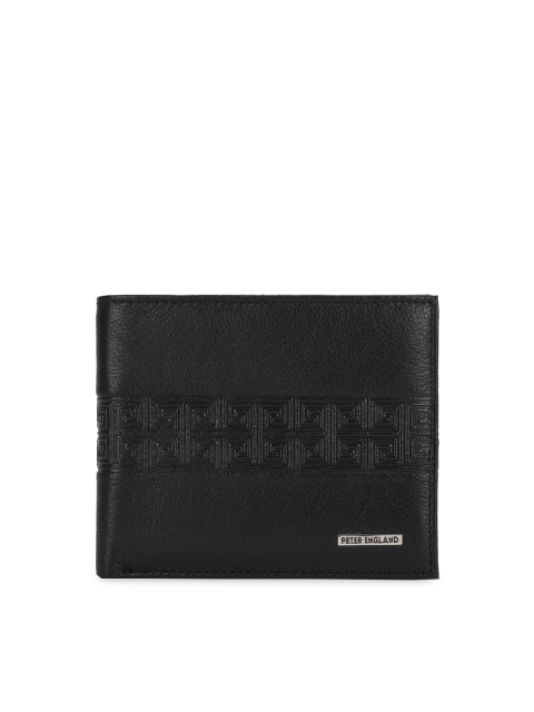 

Peter England Men Black Textured Two Fold Wallet