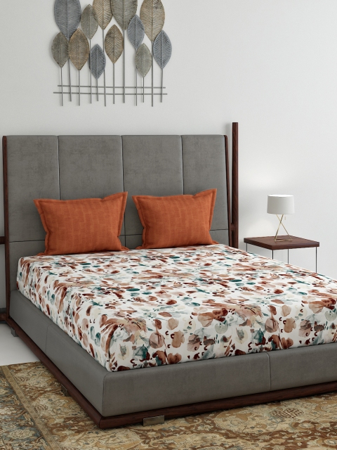

Trident White Abstract TC Cotton 1 Bedsheet with 2 Pillow Covers