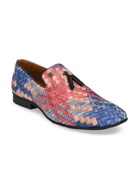 

Alberto Torresi Men Red & Blue Woven Design Lightweight Slip-On Sneakers
