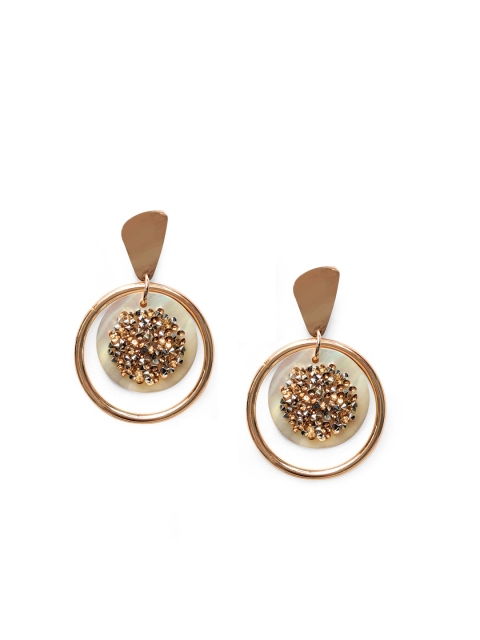 

Foxy Sperks Gold-Toned Circular Drop Earrings