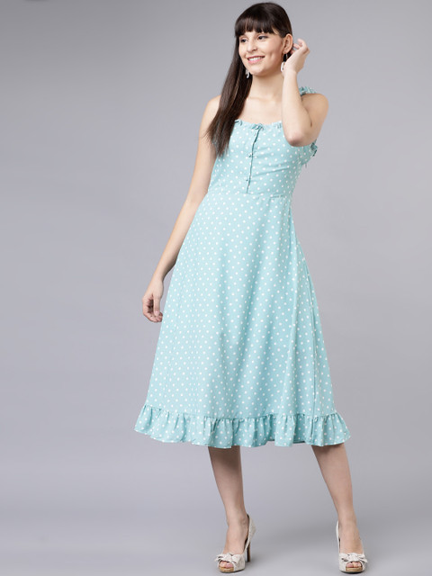 

Tokyo Talkies Women Blue Fit and Flare Dress