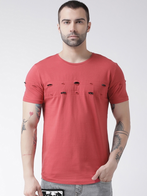 

Rex Straut Jeans Men Pink Self Design Round Neck T-shirt