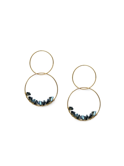 

Foxy Sperks Gold-Plated Blue Circular Drop Earrings