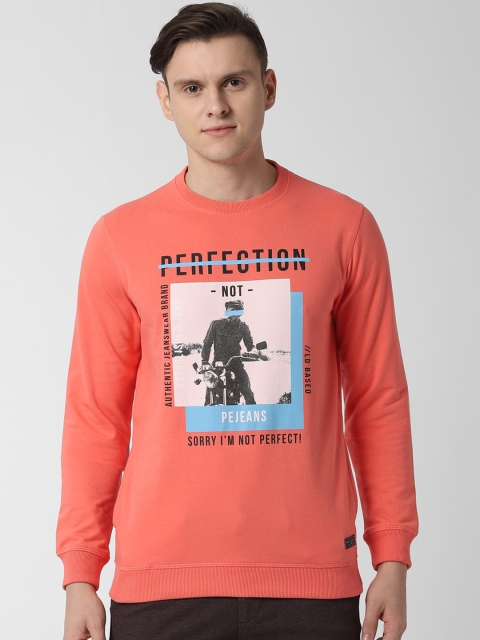 

Peter England Casuals Men Peach-Coloured Printed Sweatshirt