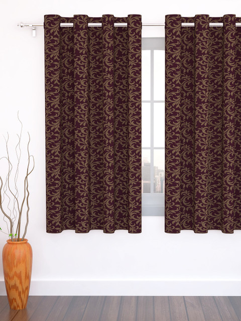 

Story@home Purple & Taupe Jacquard Single Window Curtain