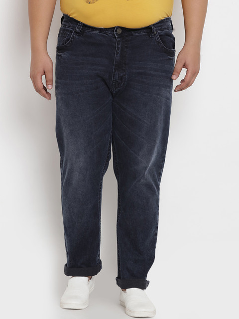 

John Pride Plus Size Men Blue Regular Fit Mid-Rise Clean Look Stretchable Jeans