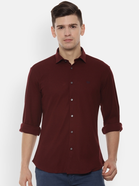 

Van Heusen Sport Men Maroon Slim Fit Self Design Casual Shirt