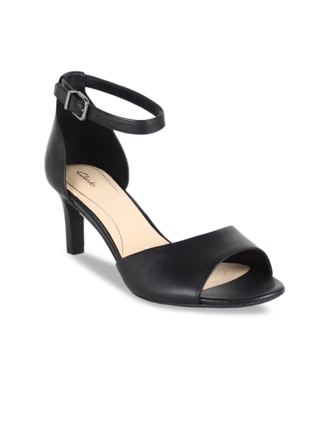 

Clarks Women Black Solid Leather Heels