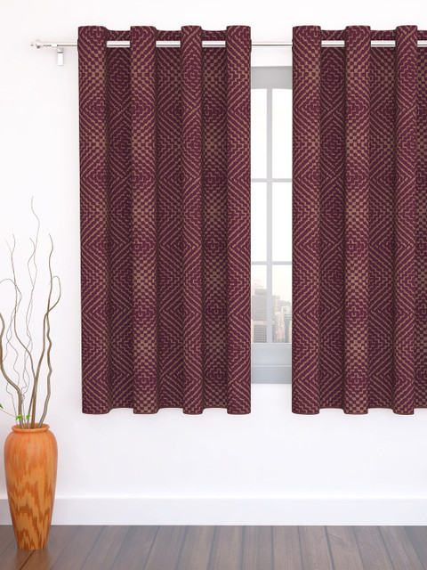 

Story@home Burgundy & Beige Jacquard Single Window Curtain