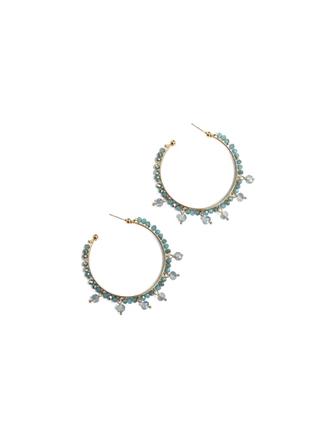 

Foxy Sperks Blue & Gold-Toned Circular Half Hoop Earrings