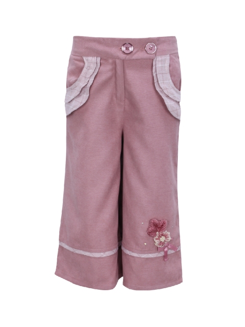 

CUTECUMBER Girls Pink Knitted Smart Regular Fit Embellished Culottes