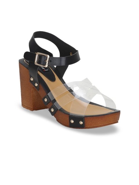 

Get Glamr Women Black & Transparent Solid Heels