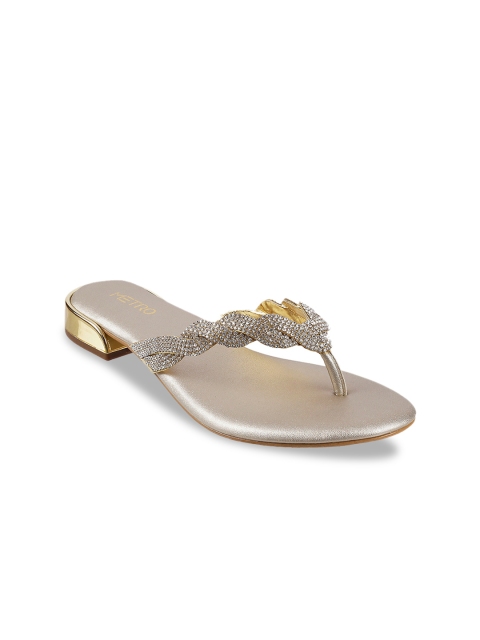 Metro Women Muted Gold-Toned Embellished Heels