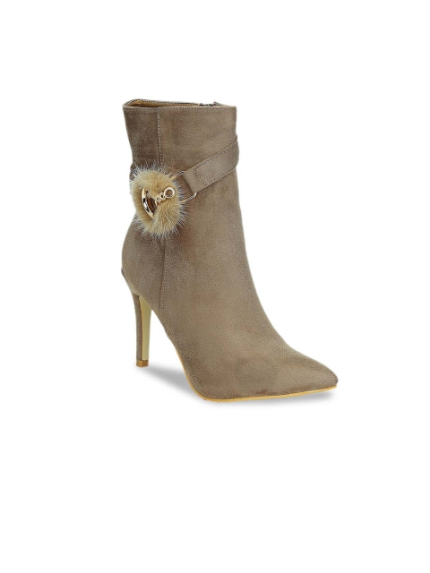 

Get Glamr Women Khaki Solid Heeled Boots
