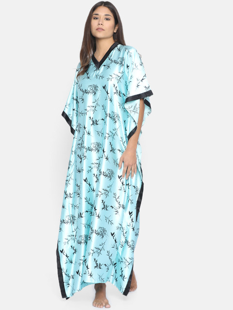

The Kaftan Company Women Blue & Black Printed Nightdress
