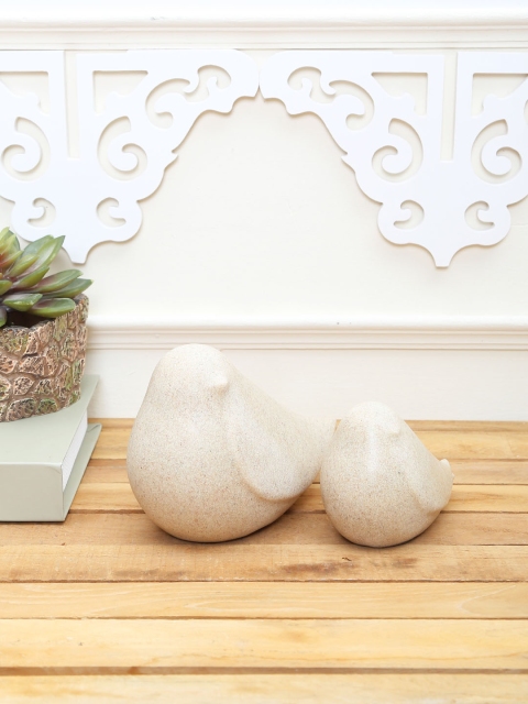 TAYHAA Beige Set of 2 Chirping Birds Figurine