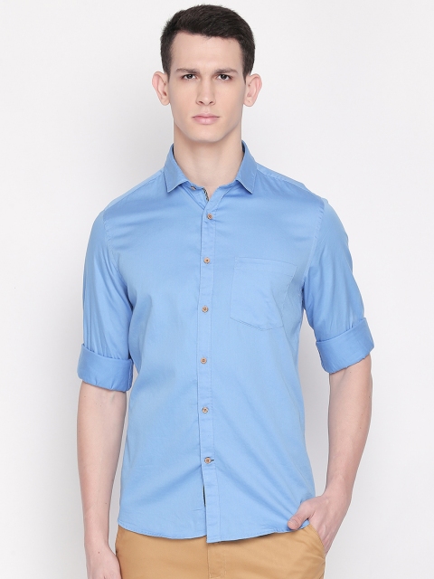 

Solemio Men Blue Regular Fit Solid Casual Shirt