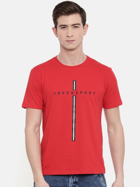 

Joven Men Red Printed Round Neck T-shirt