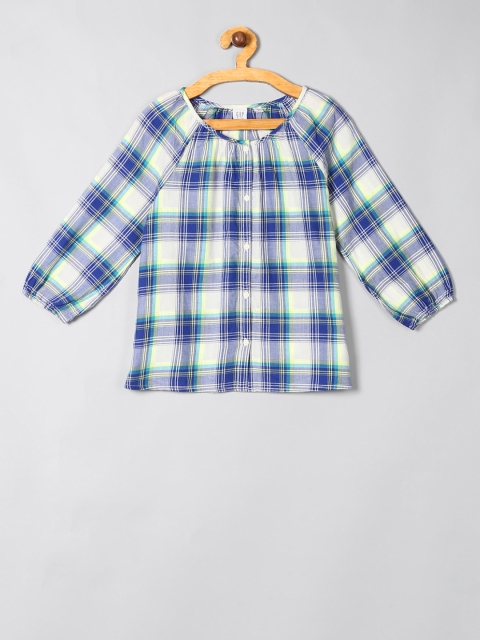 GAP Girls Blue Plaid Checked Top