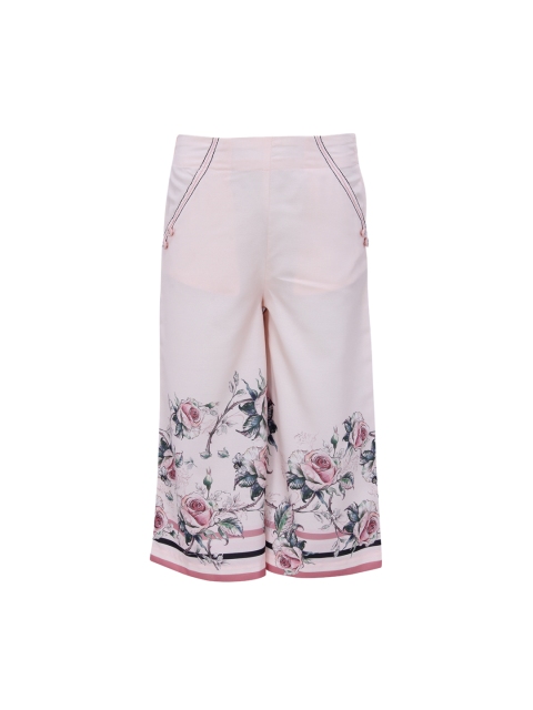 

CUTECUMBER Girls Peach-Coloured Smart Regular Fit Printed Culottes