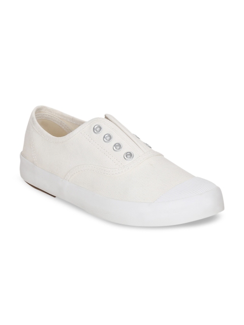 

Get Glamr Women White Slip-On Sneakers