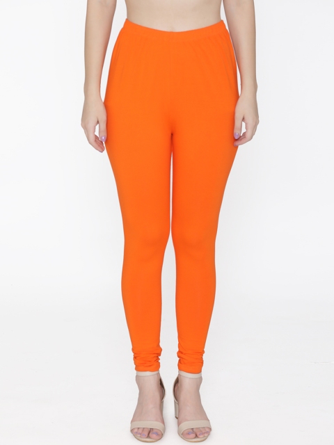 

N-Gal Women Orange Solid Churidar Leggings