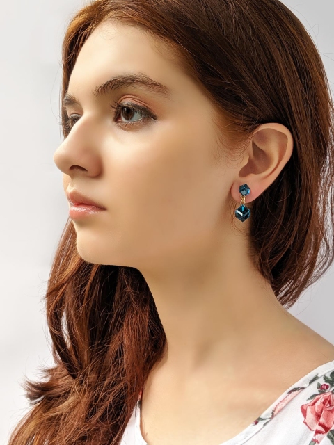 

Foxy Sperks Blue & Gold-Toned Geometric Drop Earrings