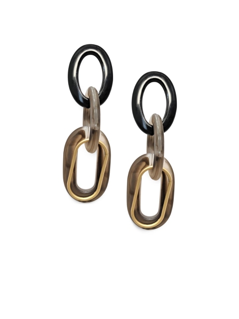 

Foxy Sperks Black & Gold-Toned Contemporary Drop Earrings