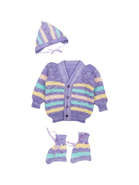 

MeeMee Kids Purple & Yellow Striped Sweater Set