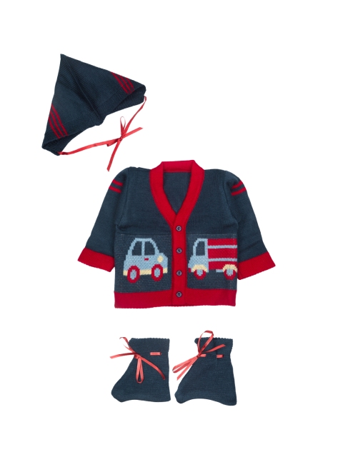 

MeeMee Kids Navy Blue Printed Sweater Set