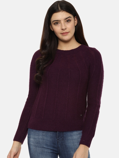 Allen Solly Woman Women Purple Ribbed Sweater