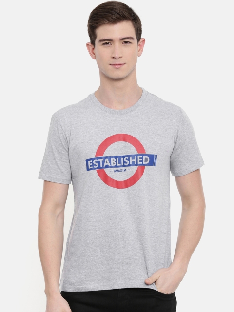 

Joven Men Grey Printed Round Neck T-shirt