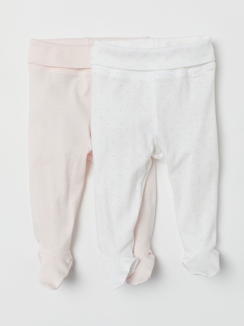 

H&M Infants 2-Pack Trousers with Feet, Pink