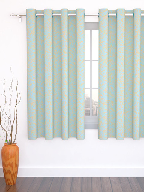 

Story@home Turquoise Blue Jacquard Textured Single Window Curtain