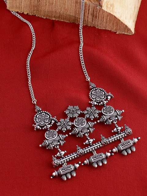

Voylla Women Silver Plated Oxidised Necklace