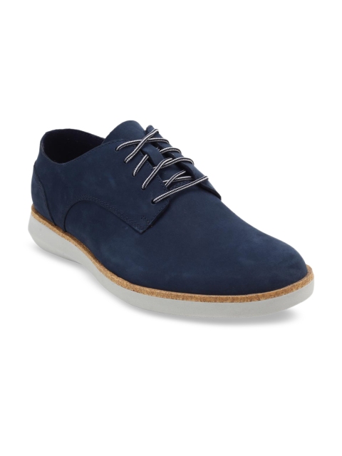 

Clarks Men Navy Blue Nubuck Leather Derbys