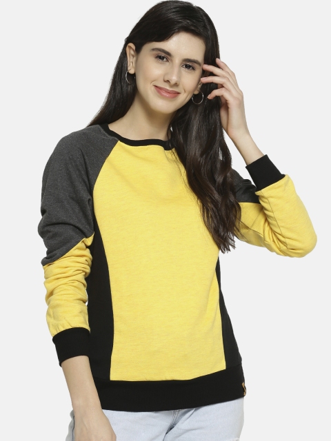 

Campus Sutra Women Yellow Colourblocked Sweatshirt