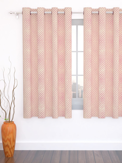 

Story@home Pink & Gold-Toned Single Jacquard Textured Window Curtain