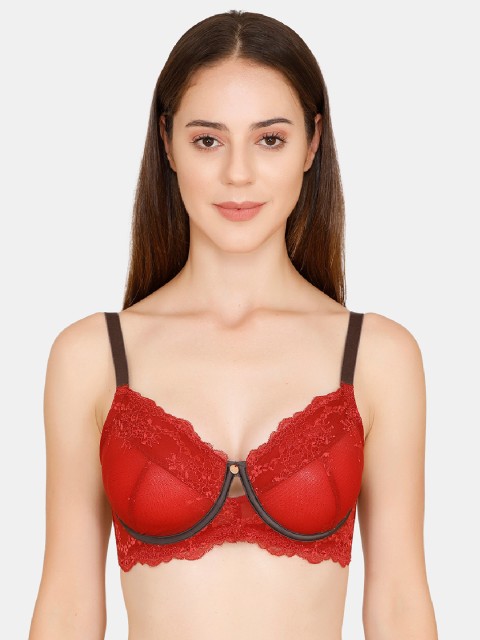 

Zivame Red Lace Underwired Non Padded T-shirt Bra ZI1865FASH00RED