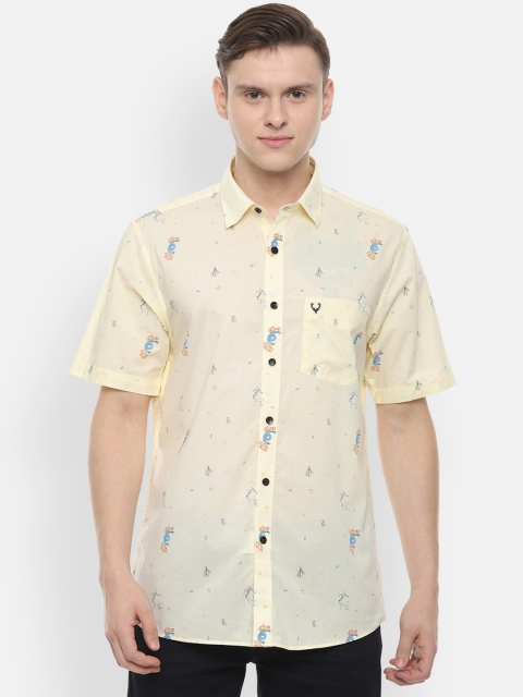 

Allen Solly Men Yellow & Blue Slim Fit Printed Casual Shirt