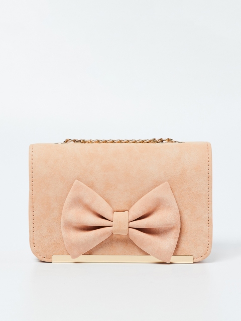 

Ginger by Lifestyle Women Peach-Coloured Solid Sling Bag