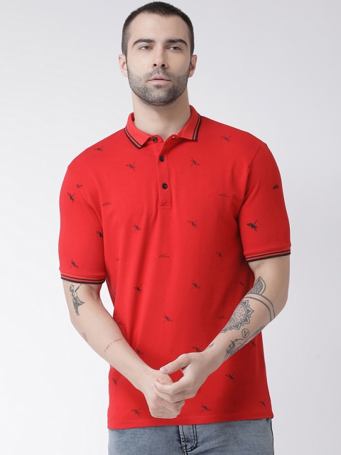 

Rex Straut Jeans Men Red Printed Polo Collar T-shirt