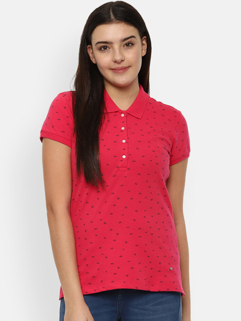 

Allen Solly Woman Women Pink Printed Polo Collar T-shirt