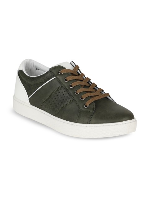 

Allen Solly Men Olive Green & White Colourblocked neakers
