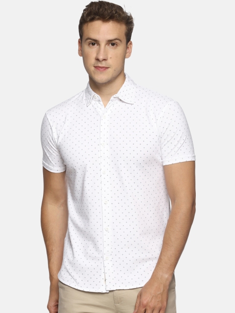 

T-Tog Men White & Black Slim Fit Printed Knitted Casual Shirt