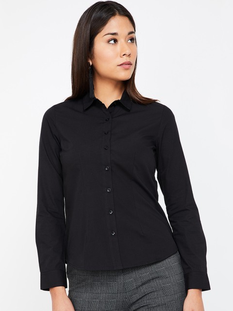 

CODE by Lifestyle Women Black Solid Shirt Style Top