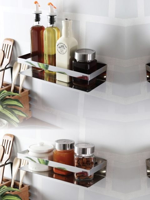 

JVS Set of 2 Silver-Toned Solid Metal Multipurpose Shelves