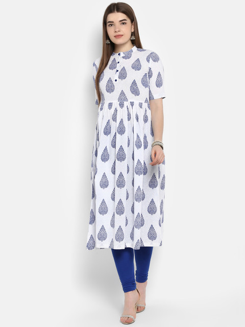 

ETHNIC STREET Women Blue & White Printed Anarkali Kurta
