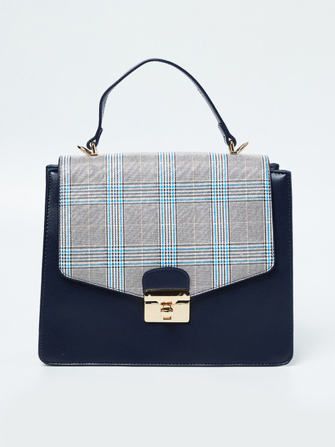 

CODE by Lifestyle Navy Blue Checked Handheld Bag