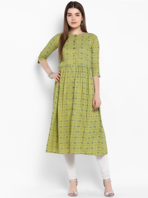

ETHNIC STREET Women Green Printed Anarkali Kurta